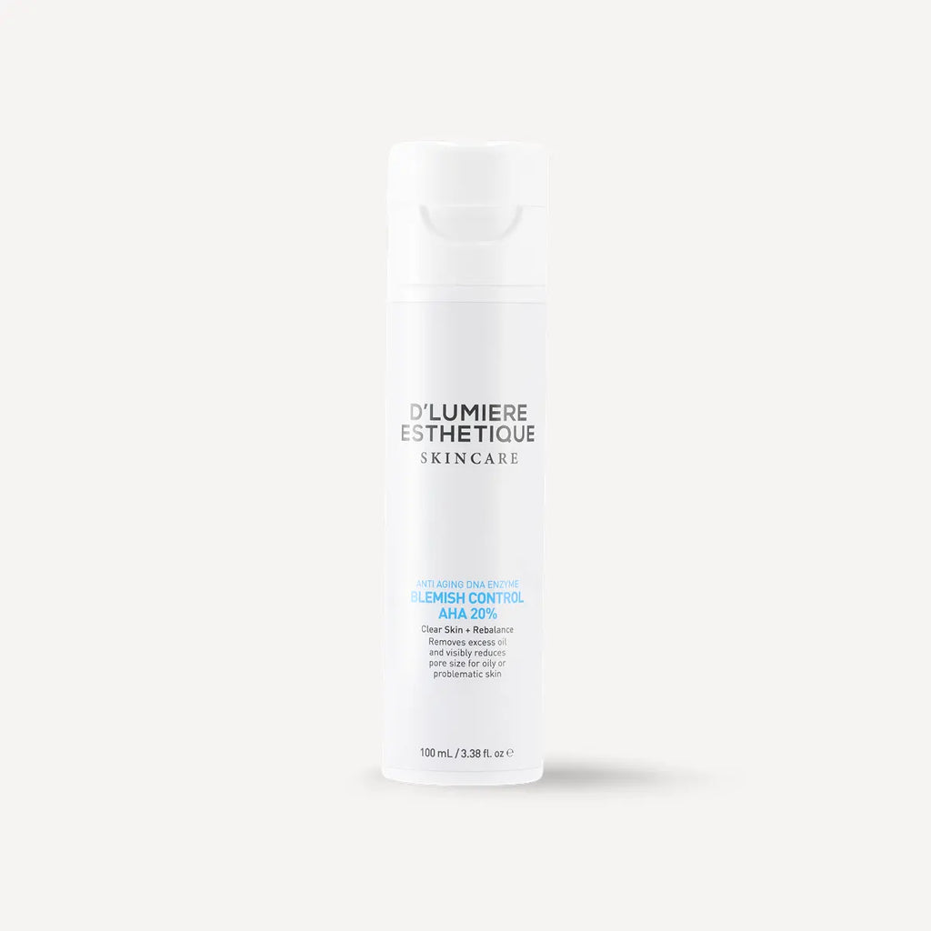 Skincare bottle labeled 'D'lumiere Esthetique' on a white background
