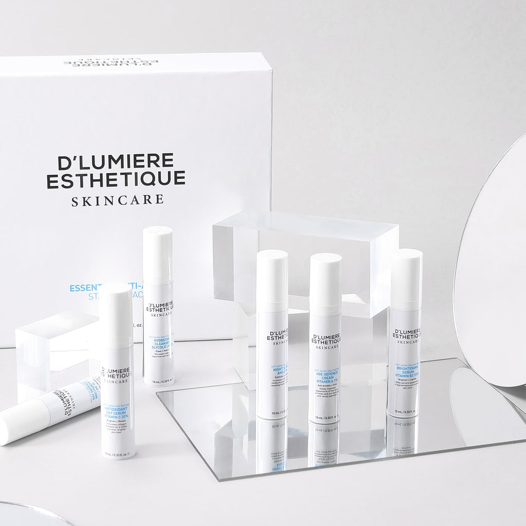 D'lumiere Esthetique skincare products on a white background