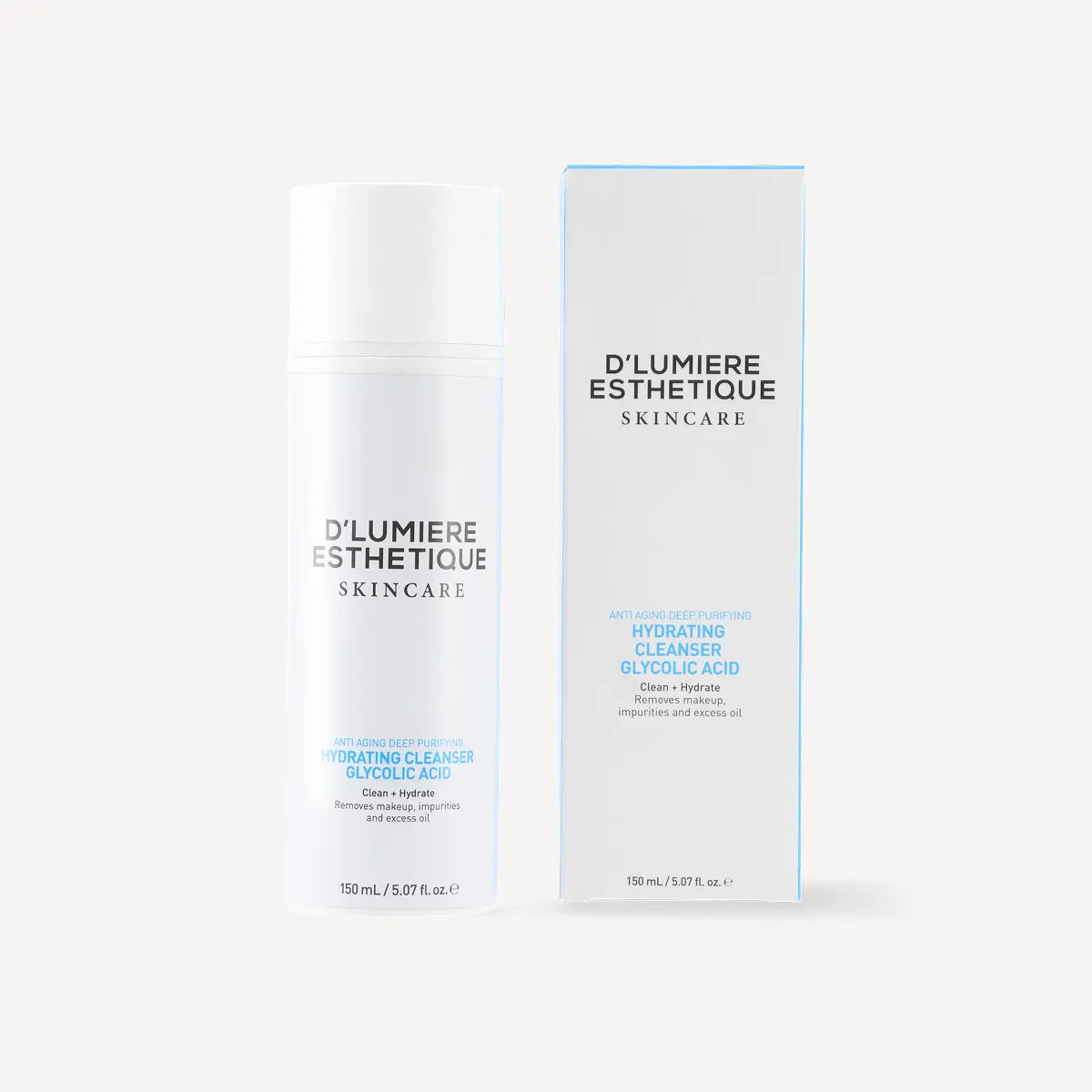 D'Lumiere Esthétique skincare bottle and packaging on a white background