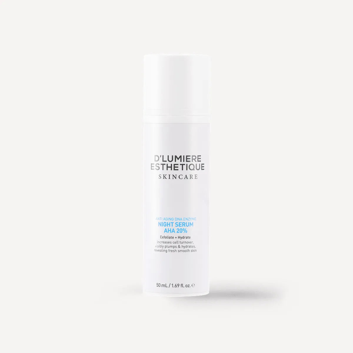 Skincare serum bottle labeled 'D'Lumiere Esthetique' on a white background